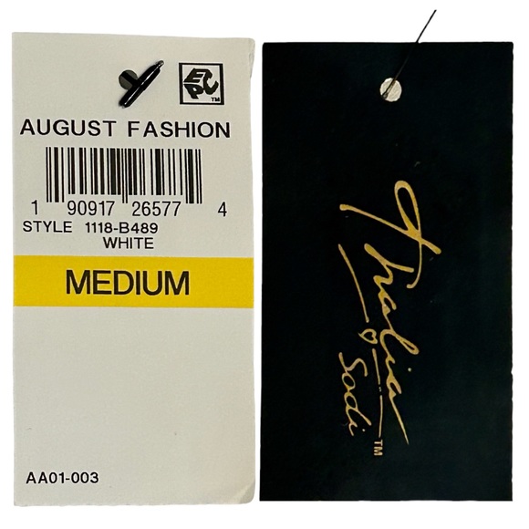 🆕THALIA & SODI - WHITE COLLAR SHIRT WITH SILVER BUTTONS! SIZE-MEDIUM - Picture 8 of 15